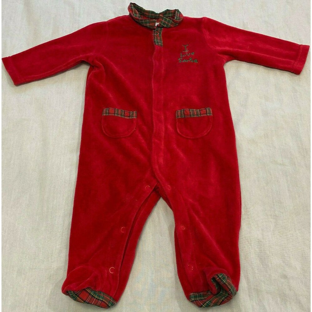 MINIWEAR GIRLS VELOUR OUTFIT ONE PIECE I LOVE SANTA SIZE 3-6 MONTHS